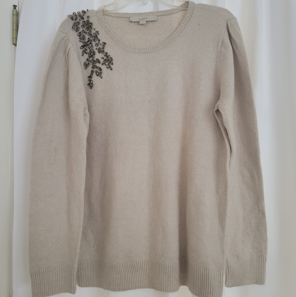 Loft Dark Crystal Embellished Sweater